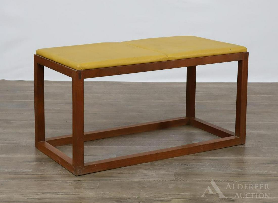Bench by Washington Wood: Walnut double seat bench in rectangular form and tenon through construction. 16"h x 31"w x 15.5"d