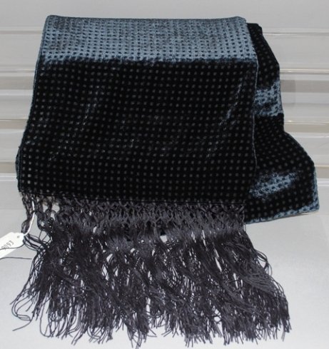 Giorgio Armani Black Dotted Velvet Scarf - Fringe