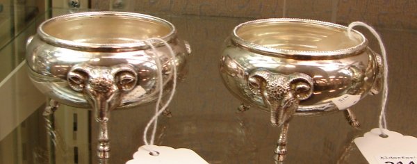 Pair of Coin Silver Open Salts with Hoof Feet and