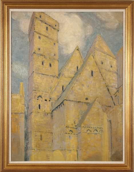 Henry McCarter: Cashel Ireland study, part of a series for "Castel Town Ireland", oil on canvas, relined, 40" x 30", signed on stretcher bar with exhibition label- "Fellows Exhibition" 1904, minor retouch. Artist: Am