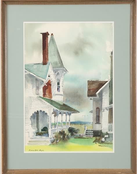 Ranulph Bye: "Spools and Spindles", June 1967, watercolor, 20 1/2" x 14", SLL "Ranulph Bye", dated and titled verso. Artist: American, 1916 - 2003. Shipping: $70.00 plus insurance. Estimate: $600-800.
