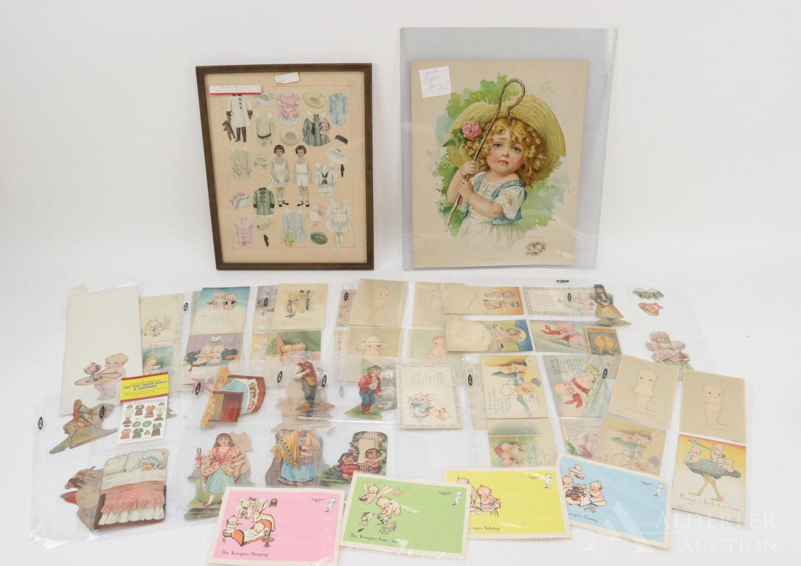 LOT OF HOLIDAY/NOVELTY.: Lot of (30) vintage Kewpie postcards - Holidays, Action Kewpies, KLEVER-KARDS, advertising cards. (Several reproduction cards too). Advertising cards for Lion Coffee. Misc. ephemera. Little Bo- Peep i
