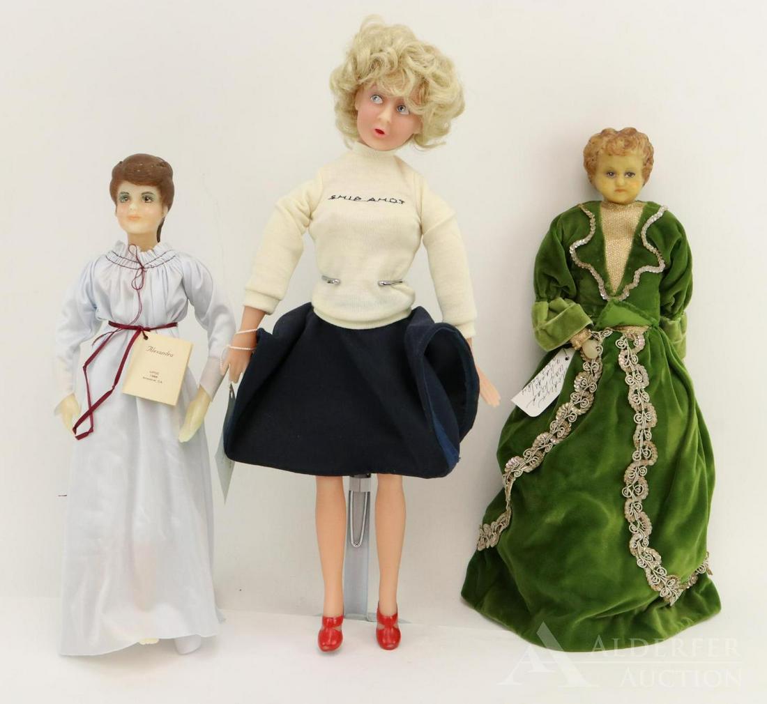 LOT OF WAX/OVER DOLL(S).: Lot of (3) dolls. Pair of artist wax dolls. 19" "Babe", an original wax doll by artist Alice Welpley. 1991 U.F.D.C. Region 2 -S Conference San Diego, CA #556. Painted features and red heeled shoes. Bl