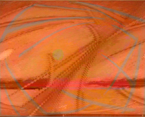 Emlen Etting.: Titled, "Sirocco", abstract, watercolor, 16 1/2" x 20 1/4" sight, SLL, "Etting". Artist: b. 1905, d. 1992, Pennsylvania. Condition: no defects observed.