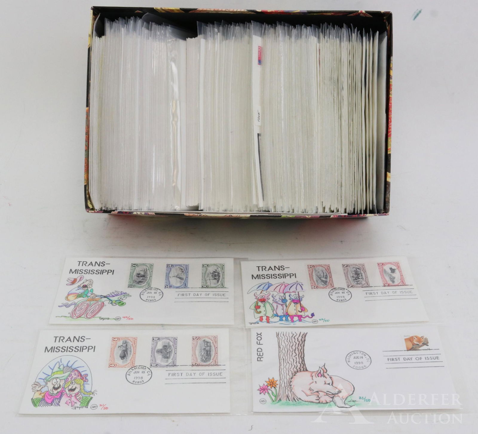 US FDC Stamps: File box of Steve Wilson Artist Drawn Covers
