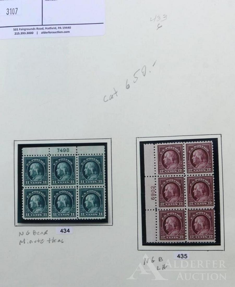 US Plate Block Stamps: #434, #435, Catalog $650