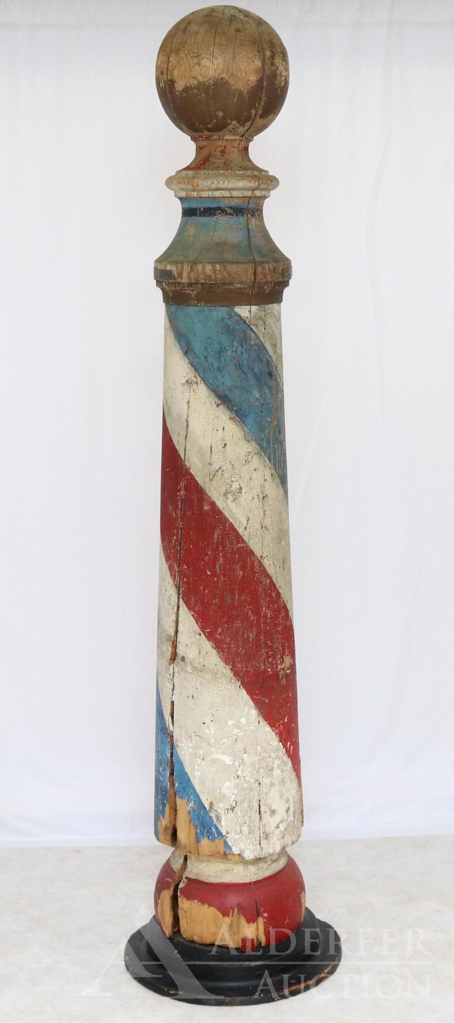 Antique Carved Barber Pole (1 of 9)