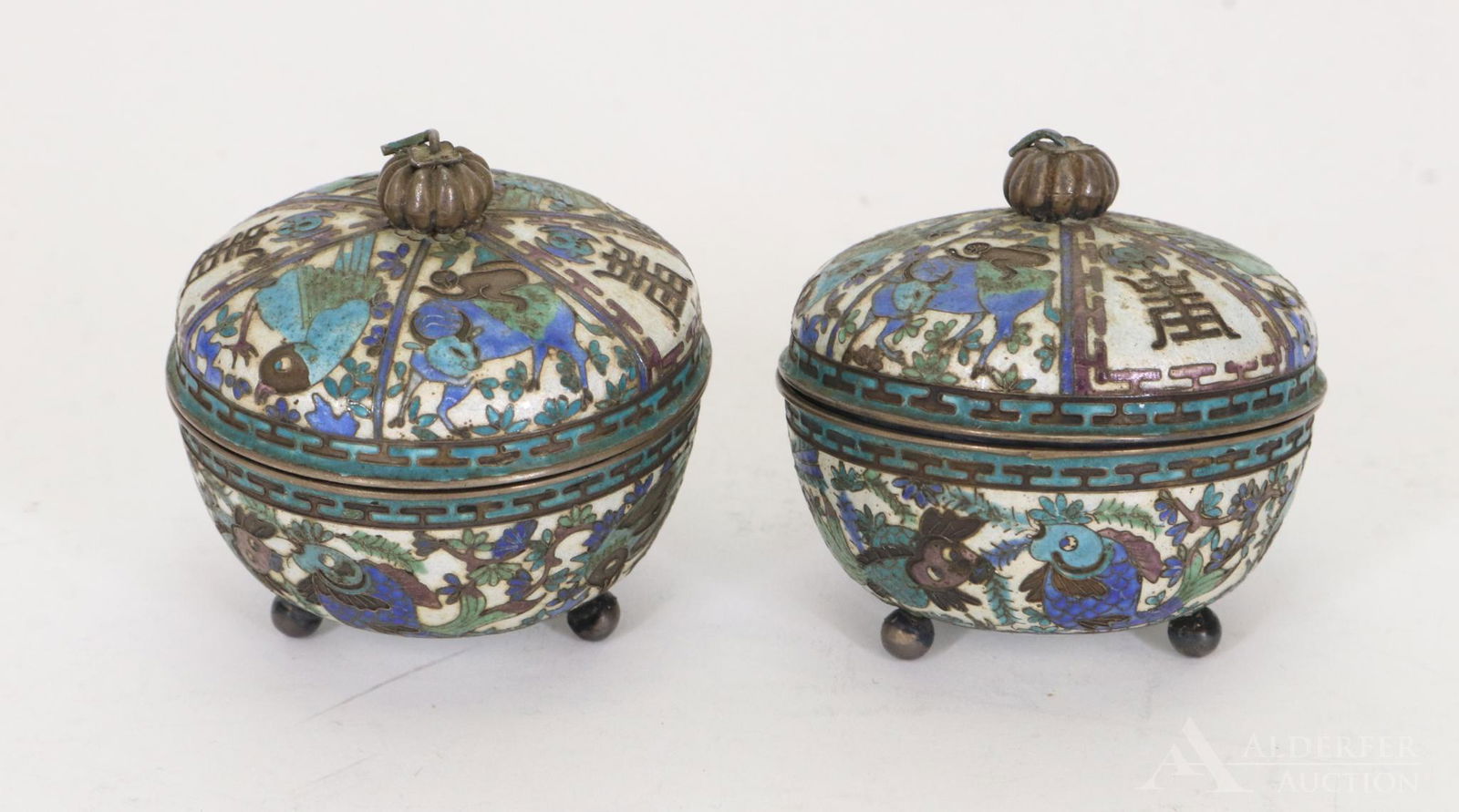 Chinese Cloisonne Sweet Meat Containers (1 of 6)