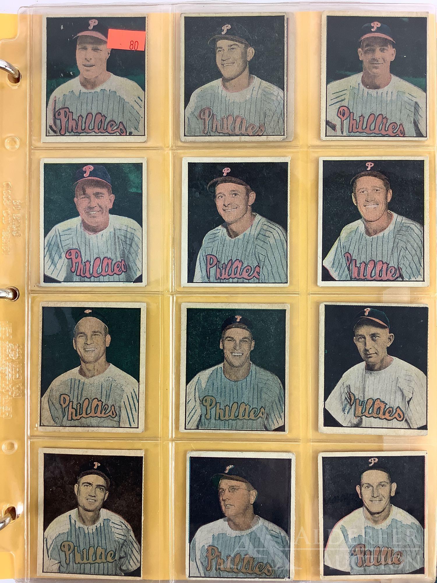 1951 Berks Ross baseball cards: (13) 1951 Berks Ross Philadelphia Phillies baseball cards, inlclude Ashburn & Simmons (opinion of condition - exc, investment grade)