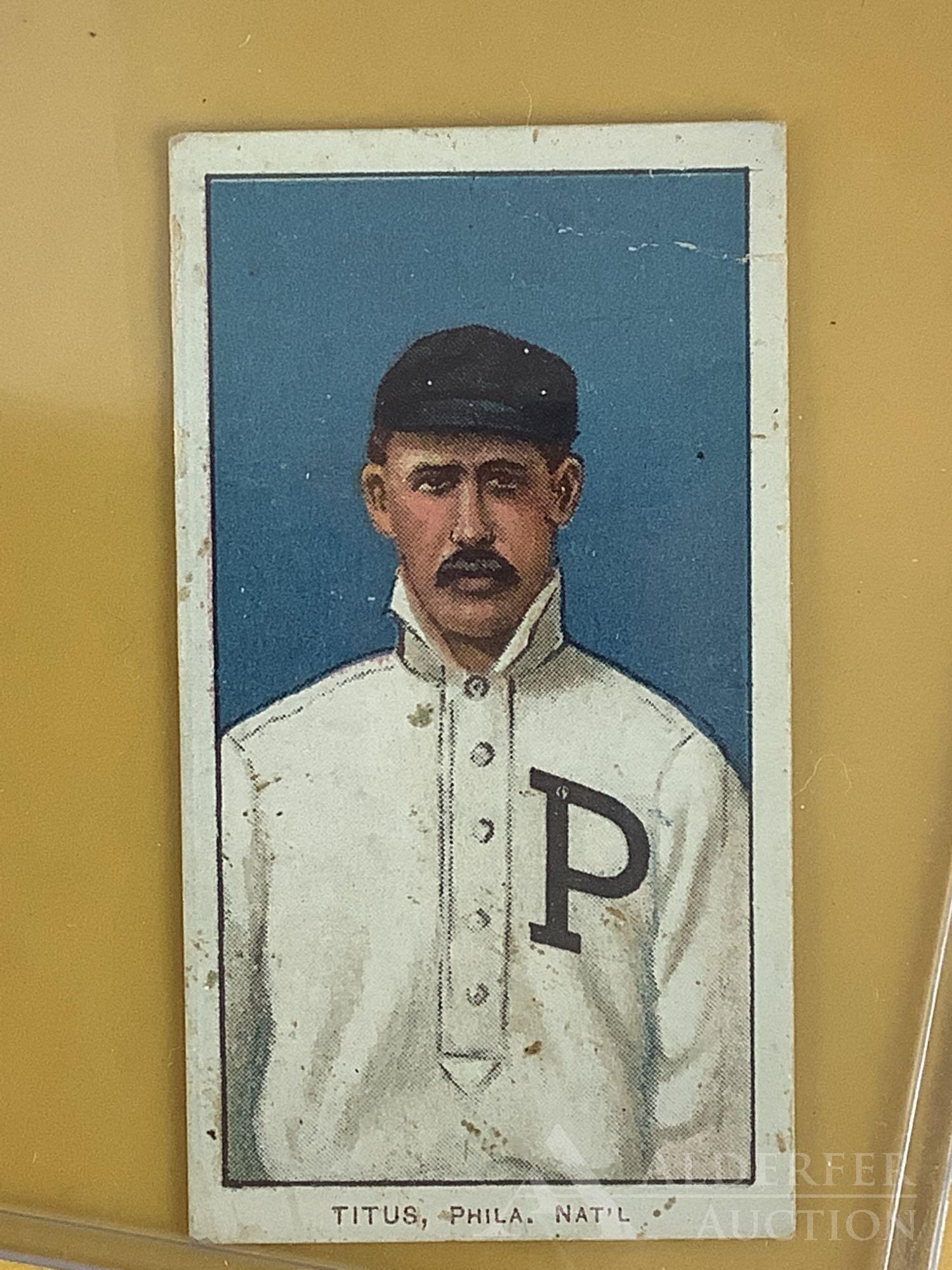 Polar Bear T-206 White Border baseball tobacco card: 1909, 10 & 11 Polar Bear T-206 White Border tobacco card, Titus, Philadelphia Nationals, Portrait (opinion of condition VG+)