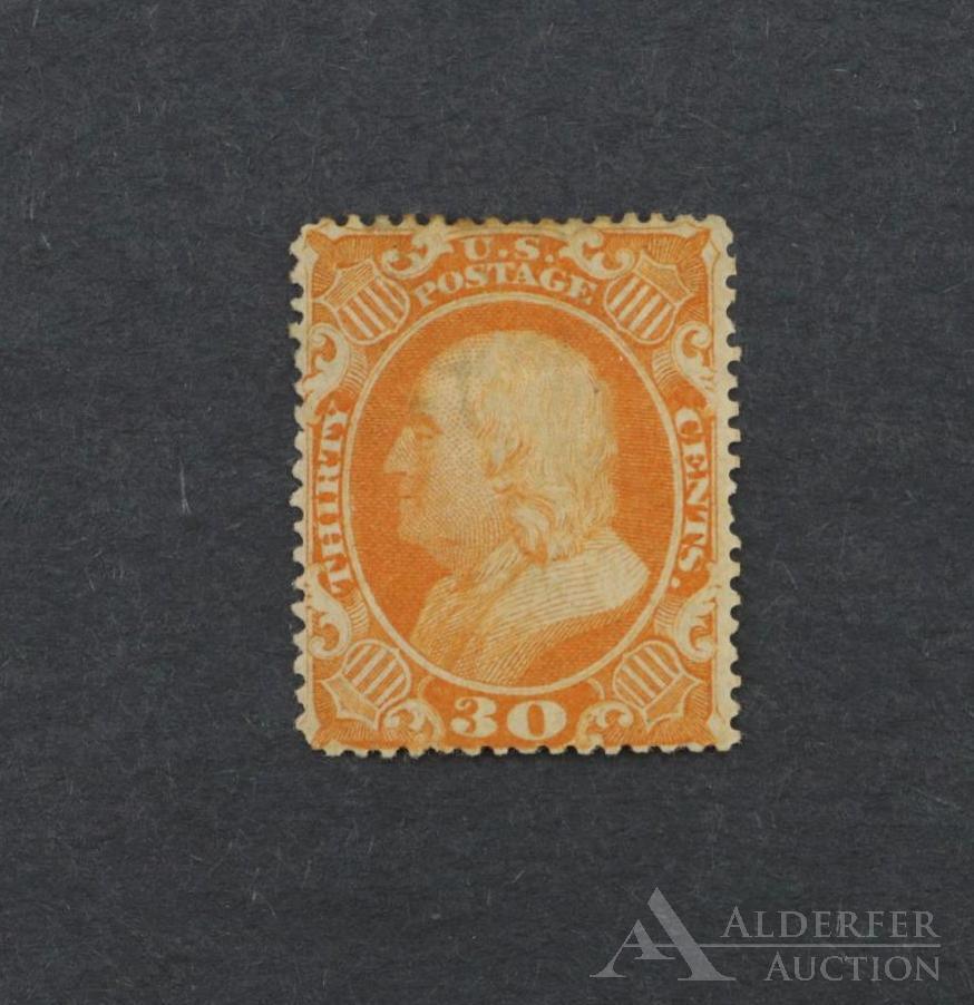 US Stamp #38: H, F, Sweated Gum, Catalog $700