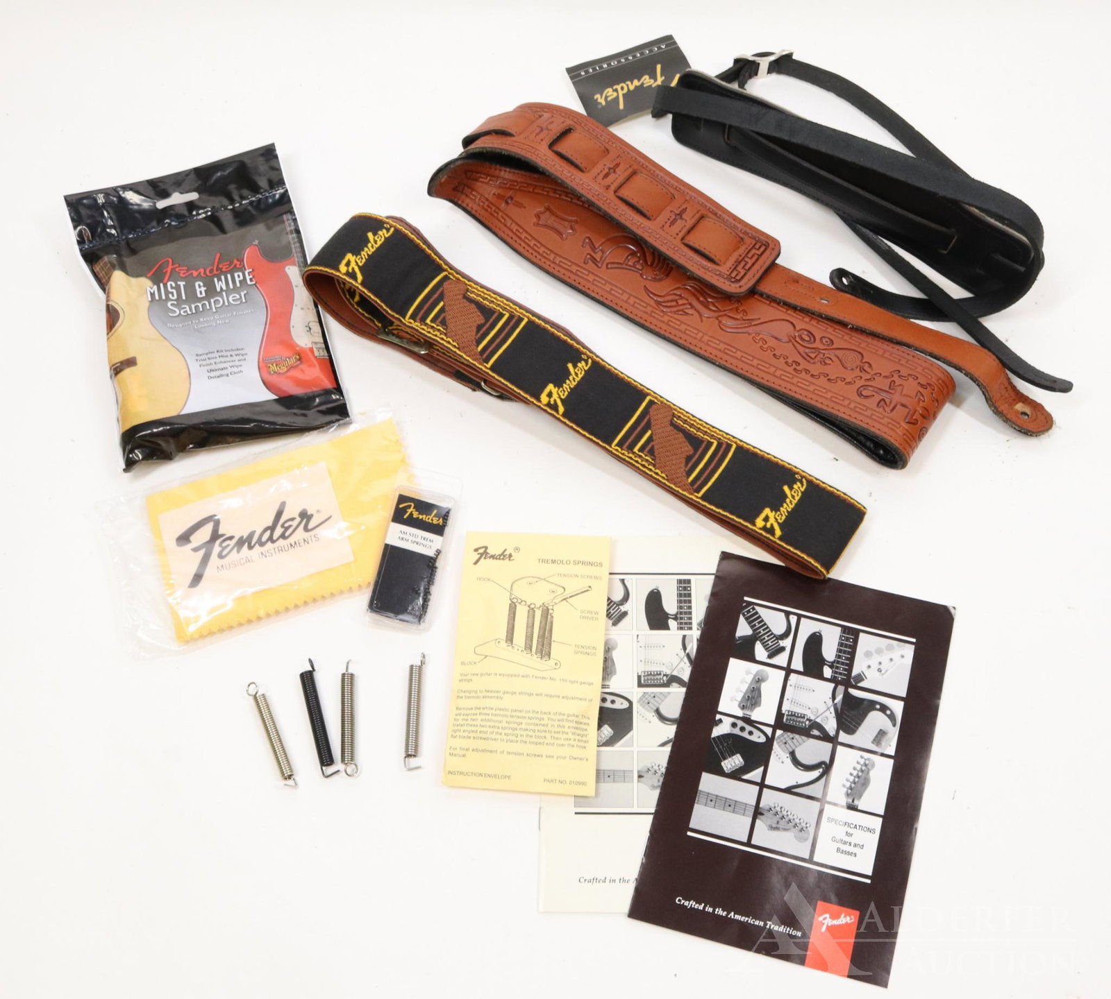 Fender Guitar Straps and Parts: 3 Fender Guitar Straps Tremolo springs Polishing cloths and more.