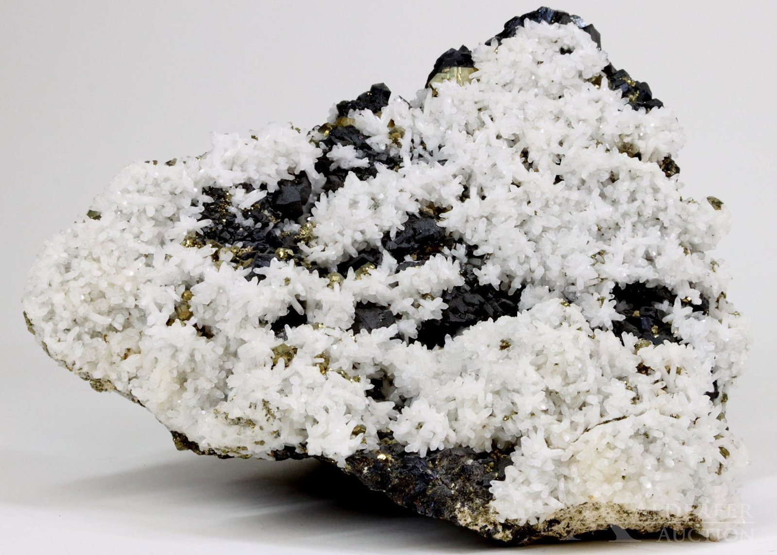 Pyrite Cluster: Pyrite with Hematite and Quartz measuring 5"h x 8"w x 6"d