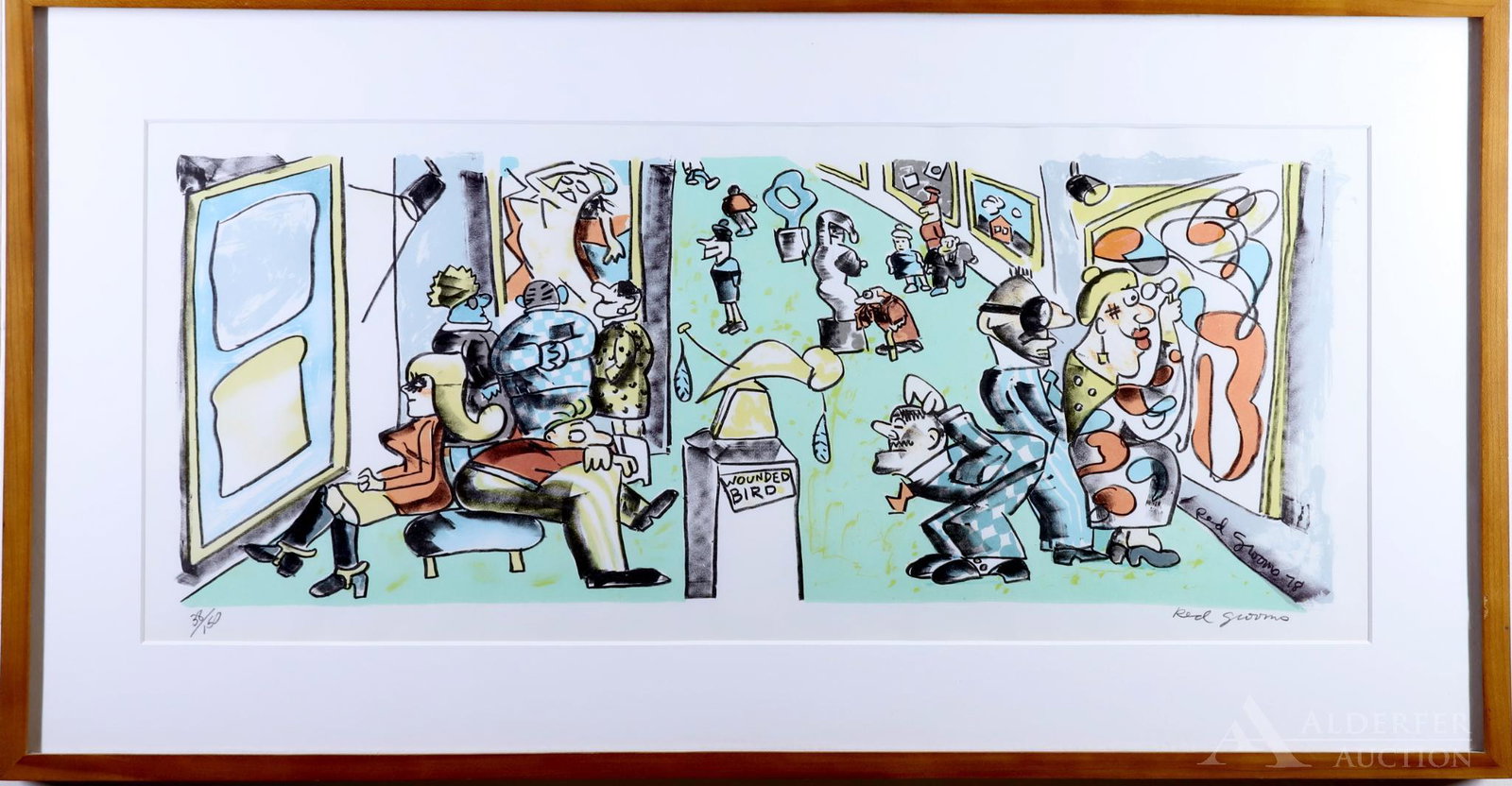Red (Charles Rogers) Grooms (Born 1937): Lithograph, SLR, numbered 38/150 and titled "Museum 1978". 10”h x 23”w sight 15.25”h x 28.75”w framed