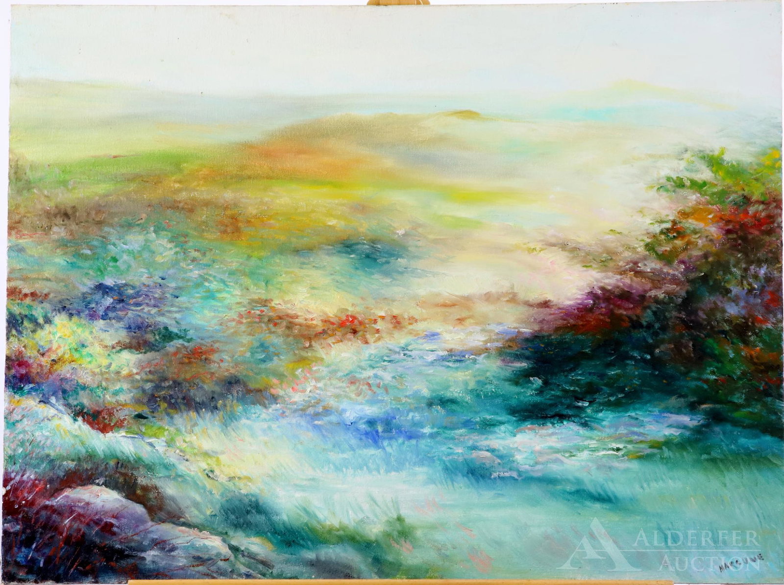Ben Marcune (20th Century): Oil on canvas, SLR. Landscape. 24"h x 32"w not framed