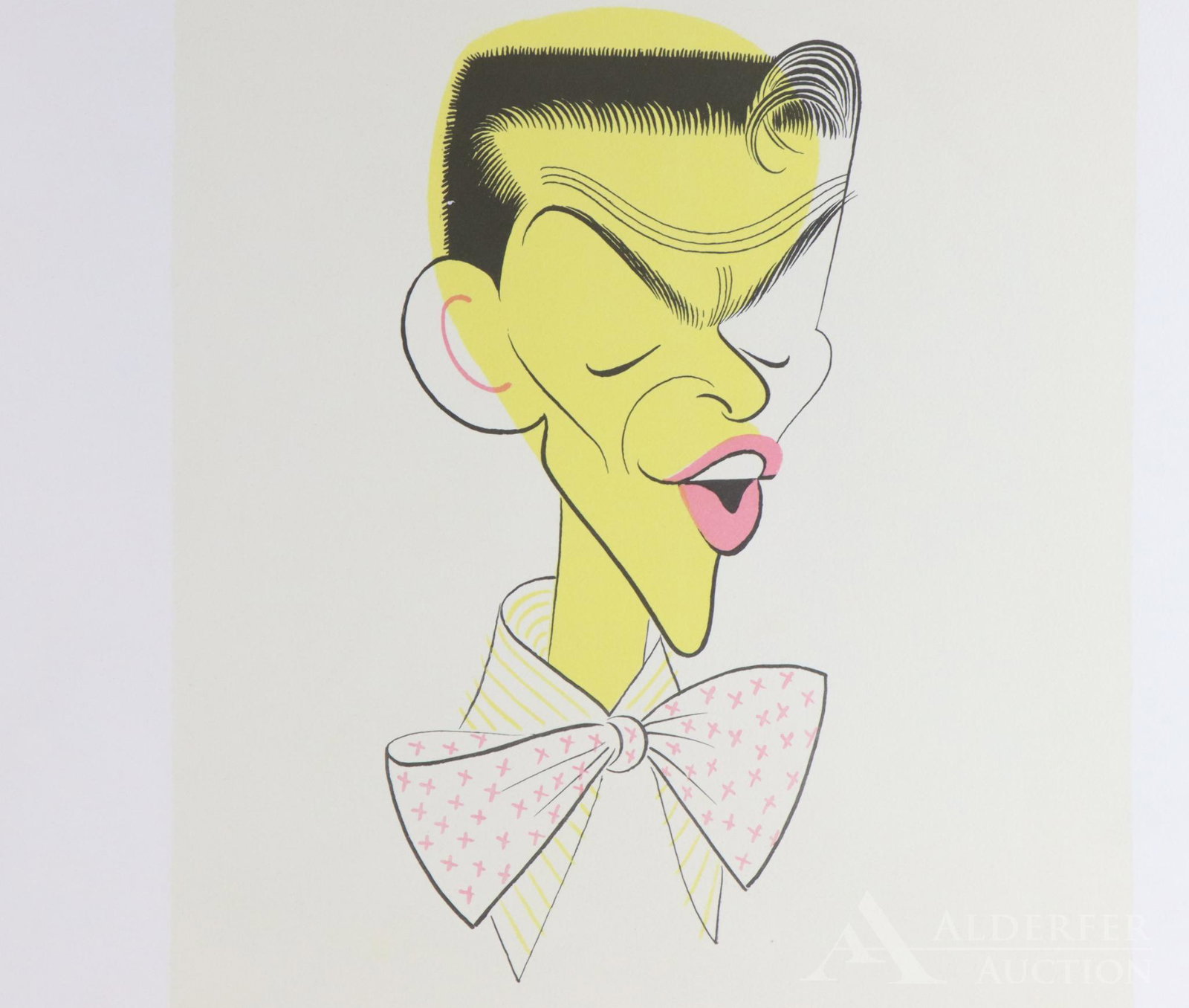 Albert Hirschfeld (1903-2003): Color lithograph, SLR and numbered 8/150. 4-color caricature of singer Frank Sinatra. 22.5"h x 18"w unframed