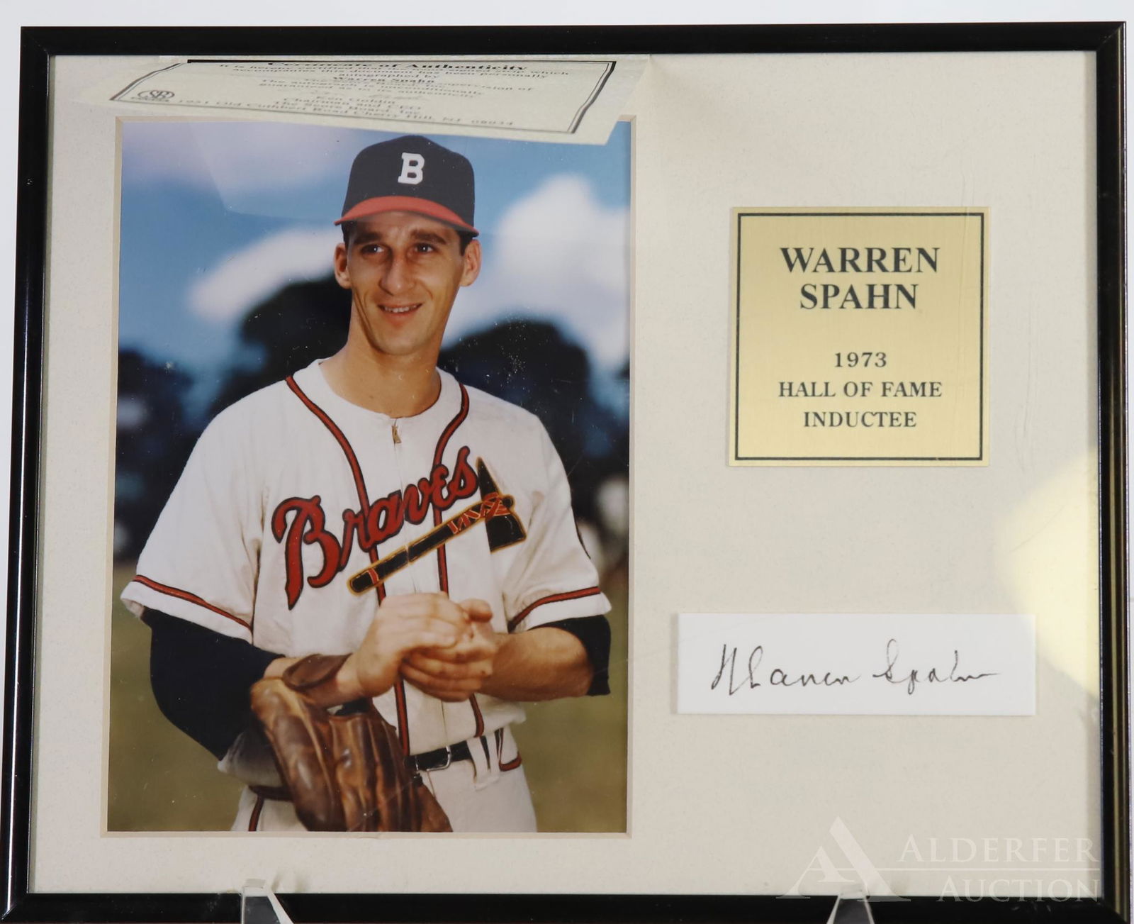 Warren Spahn Autographed Cut & Photo (1 of 4)