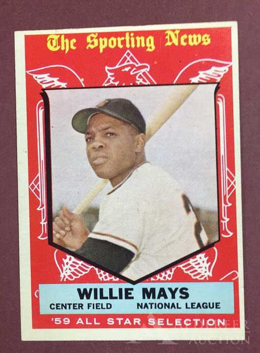 Willie Mays Baseball Card: 1959 Topps #563 Willie Mays Sporting News All Starr Baseball Card (wax pack fresh, investment quality)