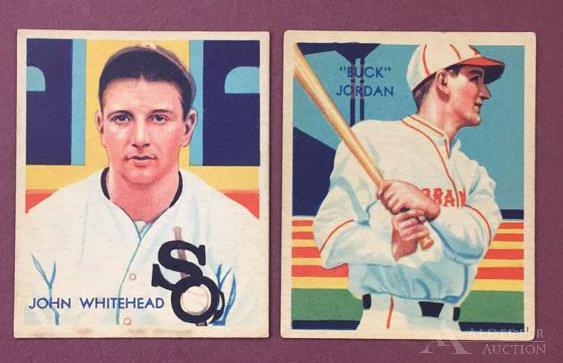 Buck Jordan & Jordan Whitehead Baseball Cards: 1934-36 Diamond Stars Baseball Cards #49 Baxter "Buck" Jordan (EX+) and #51 John Whitehead (EX+)