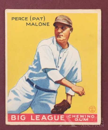 Perce (Pat) Malone Baseball Card: 1933 Goudey #55 Perce (Pat) Malone Big League Chewing Gum Baseball Card (EX)