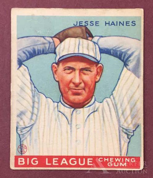 Hall of Fame Jesse Haines Baseball Card: 1933 Goudey #73 Jesse Haines Big League Chewing Gum Baseball Card (EX)