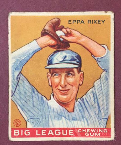 Hall of Fame Eppa Rixey Baseball Card: 1933 Goudey #74 Eppa Rixey Big League Chewing Gum Baseball Card (VG+)