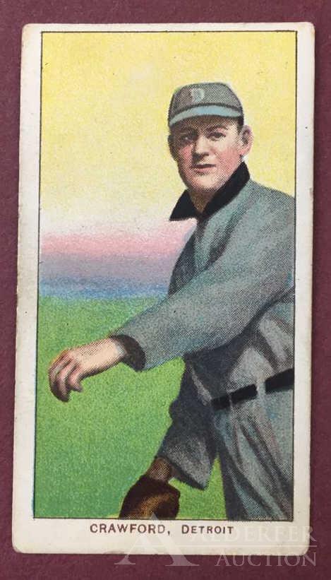 Hall of Fame Sam Crawford Baseball Tobacco Card: 1909-11 T206 White Border Piedmont Sam Crawford Baseball Tobacco Card (EX, back lt blue ink stained)