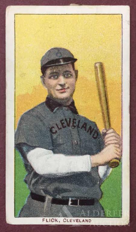 Hall of Fame Elmer Flick Baseball Tobacco Card: 1909-11 T206 White Border Sweet Caporal Elmer Flick Baseball Tobacco Card (VG, back damaged, paper loss)