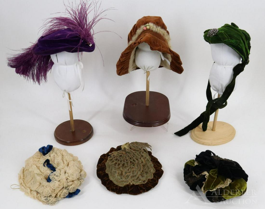LOT OF ANTIQUE LADIES' HATS. (1 of 18)