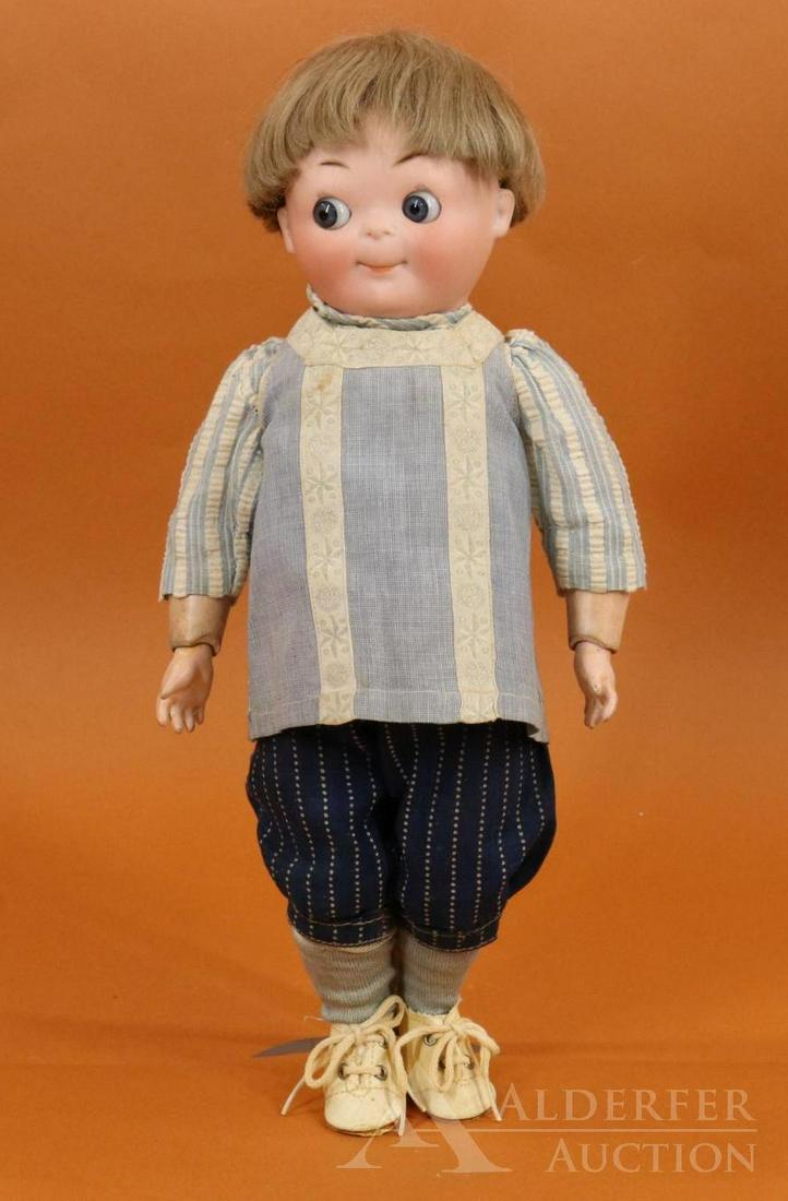 GERMAN BISQUE HEAD CHARACTER DOLL. (1 of 7)
