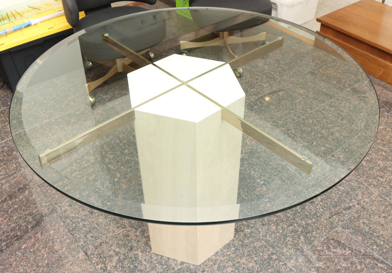 Marble and Glass Top Dinette Table (1 of 4)