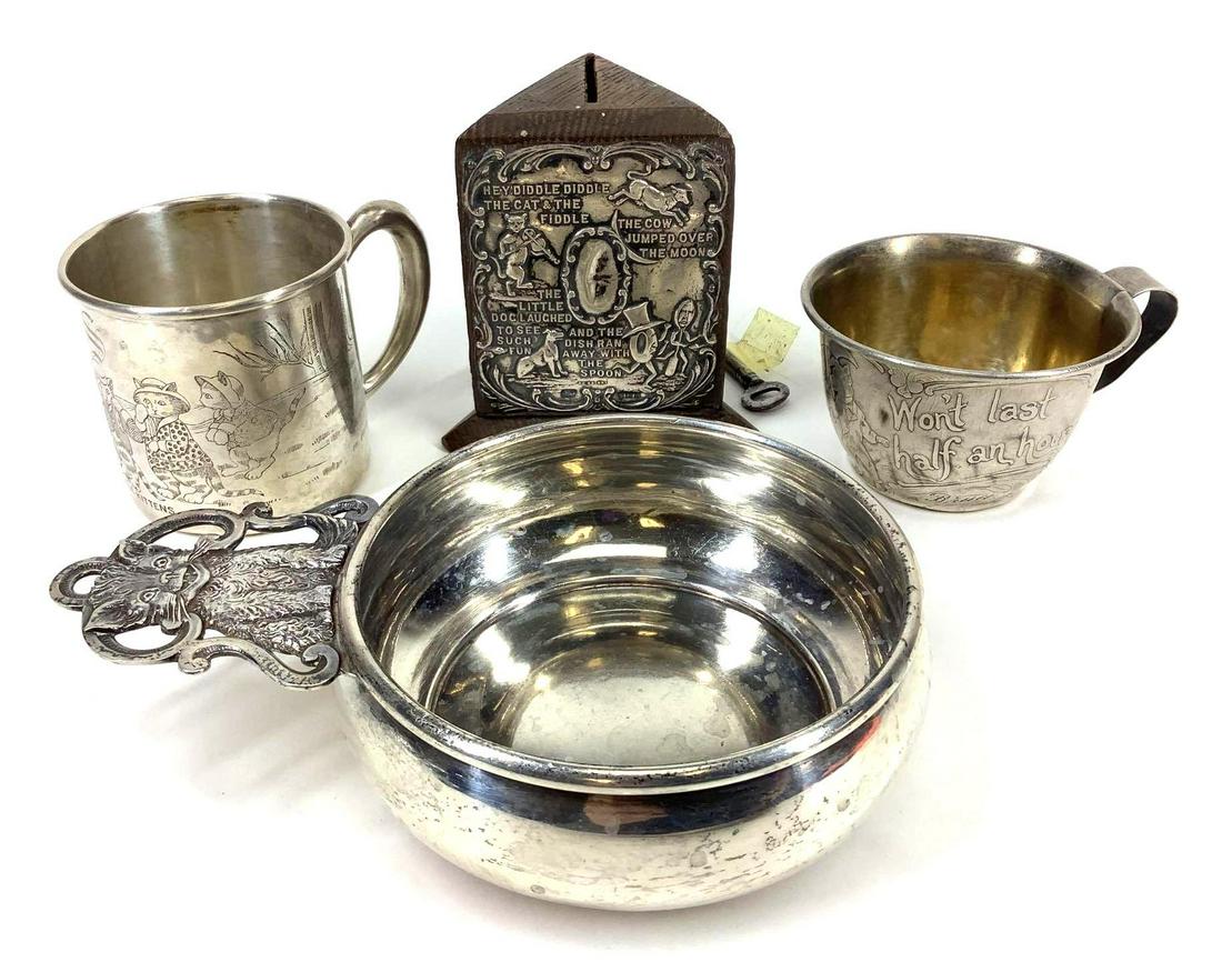 Sterling Silver Childs Porringer and Cups (1 of 20)