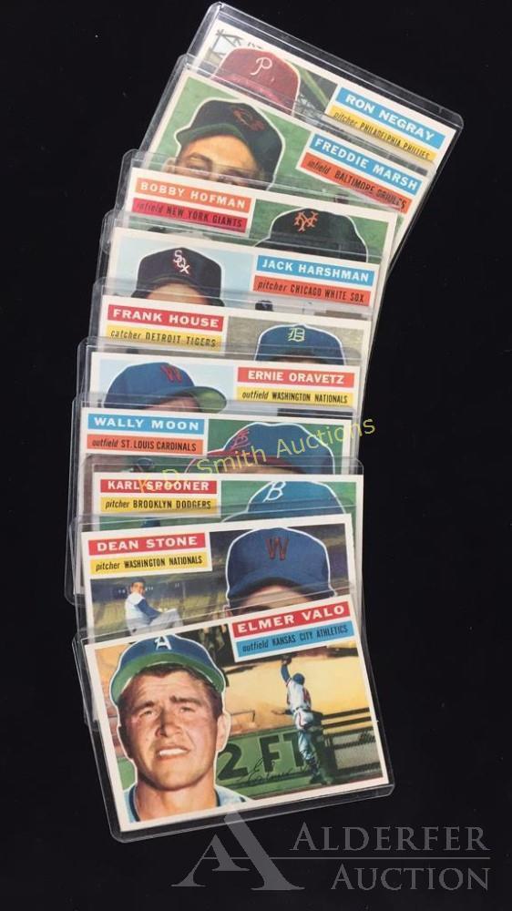 1956 Topps Baseball Cards (10): Different High Grade 1956T Baseball Cards (10) - #3 Elmer Valo, #7 Ron Negray, #23 Freddie Marsh, #28 Bob Hoffman, #29 Jack Harshman, #32 Frank House, #51 Ernie Oravetz, #55 Wally Moon, #83 Karl Spo