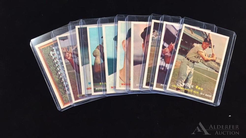 1957 Topps Baseball Cards (10): Different 1957 Topps Baseball Cards (10) - #38 Nellie Fox (Hall of Fame), #52 Lee Walls, #72 Bill Tuttle, #75 Jimmy Piersall, #85 Larry Dolby (Hall of Fame), #109 Hank Thompson, #140 Frank Thomas, #14