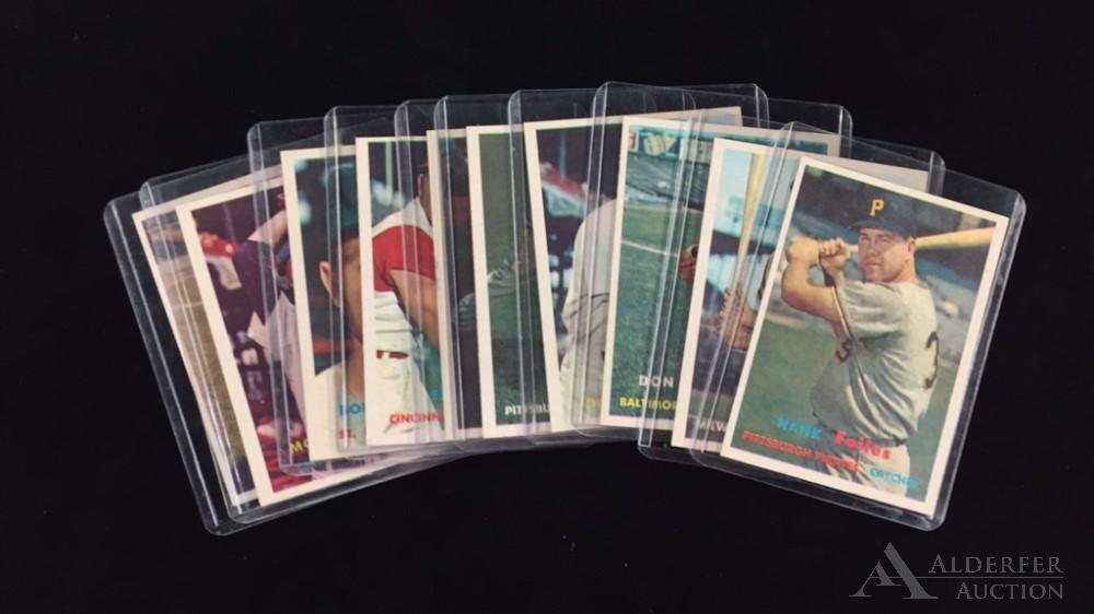 1957 Topps Baseball Cards (10): Different 1957 Topps baseball cards (10) - #77 Paul Foytack, #84 Moe Drabosky, #94 Bobby Del Greco, #104 Henry Foiles, #117 Joe Adcock, #128 Ed Bailey, #132 Art Ditmar, #146 Don Ferrarese, #159 Solly