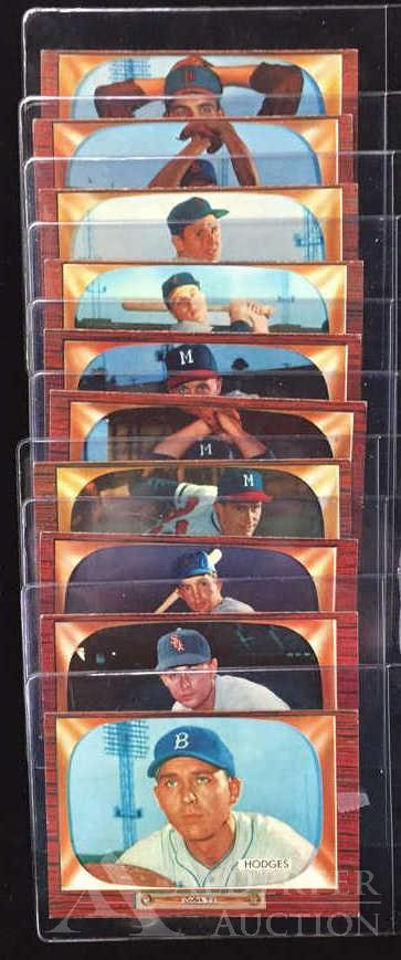 1955 Bowman Baseball Cards (10): Different 1955 Bowman baseball cards (10) - #86 Ted Gray, #87 Randy Jackson, #70 Lou Burdette, #71 Dave Jolly, #72 Chet Nichols, #73 Eddie Jost, #74 Jerry Snyder, #201 Allie Reynolds, #76 Tom Poholsk