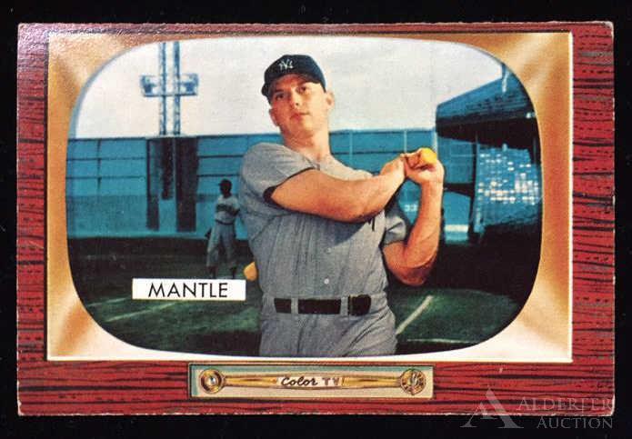 1955 Bowman Mickey Mantle baseball card: New York Yankees Hall of Fame outfielder Mickey Mantle 1955 Bowman #202 baseball card (good corners, nice centering, no creases, no gum stains, investment grade)