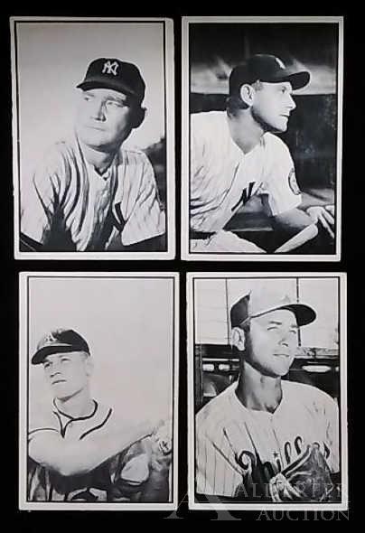 1953 Bowman Black & White baseball cards (8): Different 1953 Bowman BLack & White baseball cards (8) - #6 Ray Murray, #15 Johnny Mize (Hall of Fame, light crease across center), #23 Wilmer Mizell, #31 Gene Woodling, #35 Johnny Wyrostek, #44 Jim