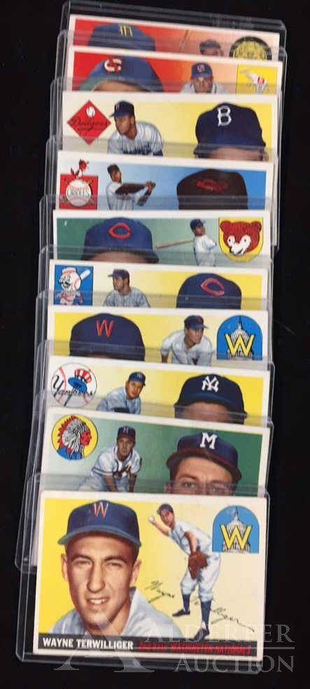 1955 Topps baseball cards (10): Different 1955 Topps baseball cards (10)- #34 Wayne Terwilliger, #35 Dave Jolly, #38 Bob Turley, #41 Chuck Stoobs, #44 Corky Valentine, #45 Hank Sauer, #48 Bob Kennedy, #51 Jim Hughes & #54 Louis Limm