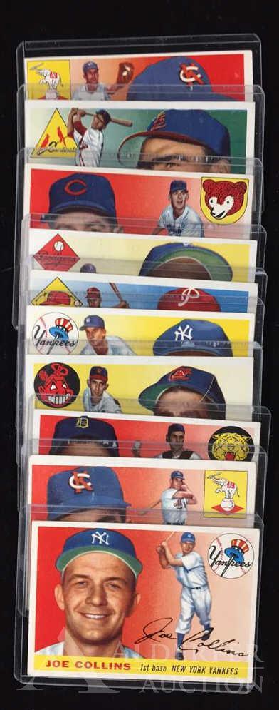1955 Topps baseball cards (10): Different 1955 Topps baseball cards(10) - #61 Spook Jacobs, #63 Eddie Collins, #67 Wally Moon, #68 Jim Davis, #75 Sandy Amoros (rookie), #79 Danny Schell, #80 Bob Grim (rookie), #85 Don Mossi (rookie)