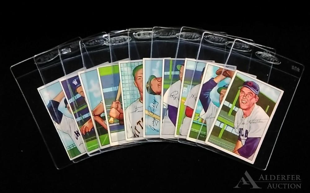 1952 Bowman baseball cards (10): Different 1952 Bowman baseball cards (10)- #135 Mickey Harris, #136 Gene Hermanski, #137 Stan Rojek, #138 Ted Wilks, #139 Jerry Priddy, #140 Ray Scarborough, #141 Hank Edwards, #143 Sandalio Consuegra