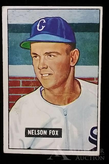 1951 Bowman Nelson Fox rookie baseball card: Chicago White Sox Hall of Fame 2nd baseman Nelson Fox 1951 Bowman #232 rookie baseball card (sharp corners, wax pack fresh, investment grade)