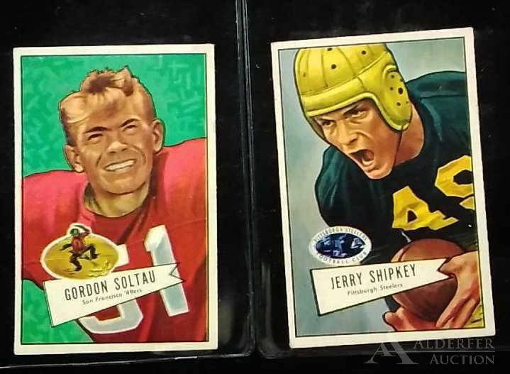 1952 Bowman Small football cards: (6) Different 1952 Bowman small football cards - #132 Charles Ortmann, #133 Robert Williams, #135 Gene Ronzani, #138 Robert Harold Walston, #139 Gerald Shipkey & #141 Gordon Soltau (sharp corners, nic