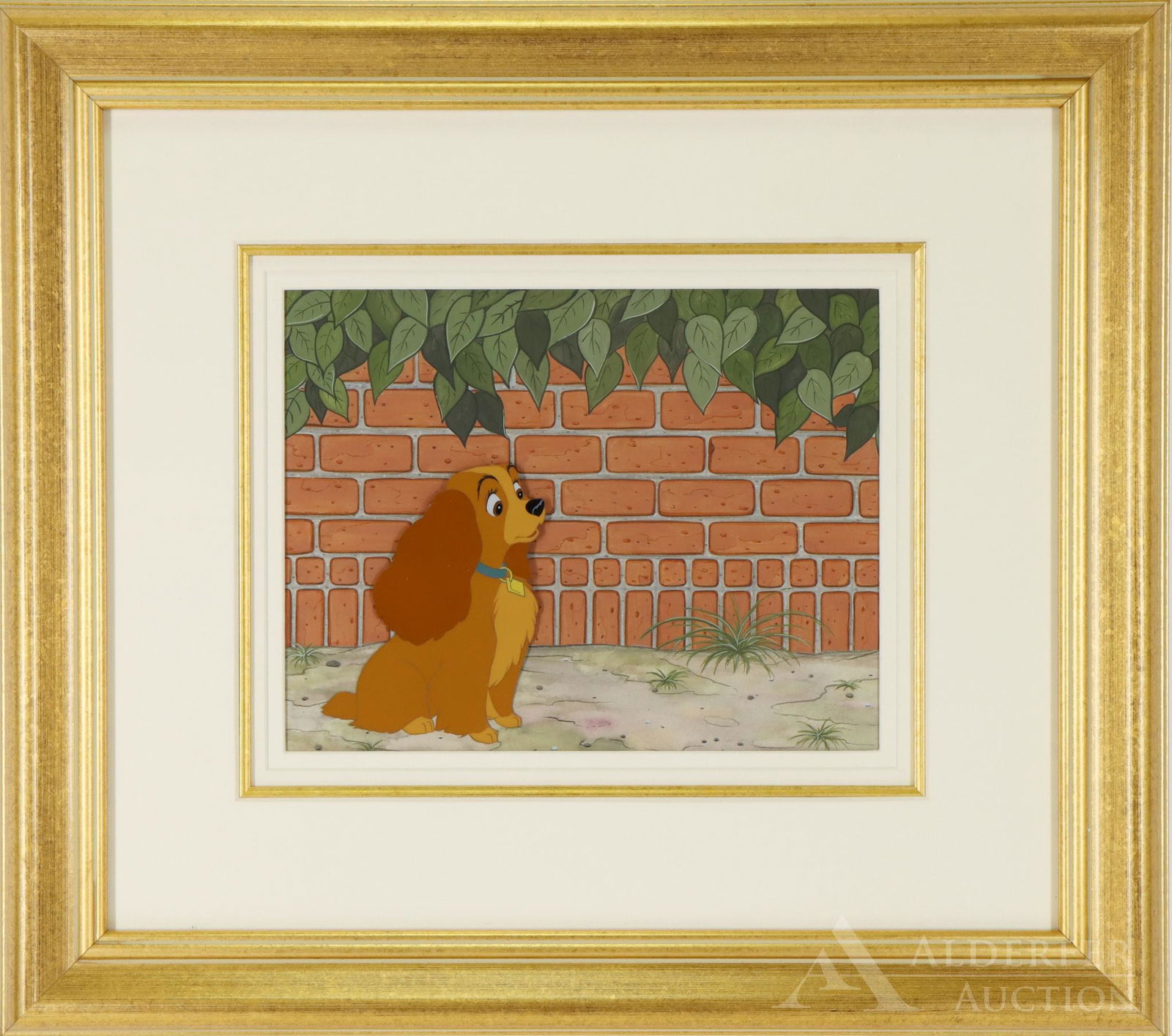 Walt Disney Original Production Cel, Lady and the Tramp: Walt Disney Original Production Cel, Lady and the Tramp, "Lady", 1955. Includes Statement of Authenticity. 8.75"h x 11"w sight and 19.5"h x 22"w framed