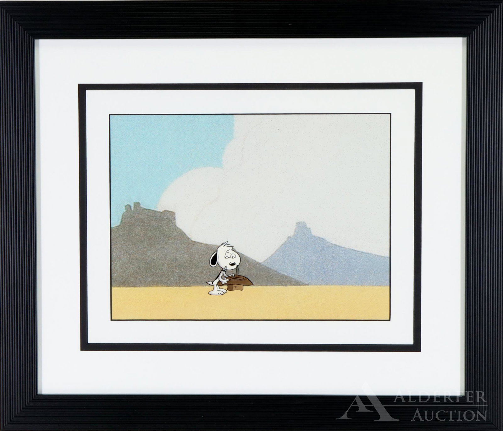 Peanuts Original Production Cell of Spike: Peanuts Original Production Cell of Spike from "It's the Girl in the Red Truck, Charlie Brown", 1985. Includes Statement of Authenticity. 8.5"h x 11.5"w sight and 17.75"h x 20.75"w framed