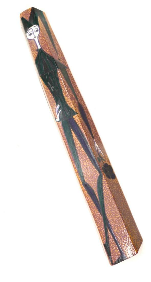 Birger Kaipiainen (Finland, 1915-1988): Ceramic art wall sculpture designed by Birger Kaipiainen of a court jester. Signed to base. 25"h x 4"w