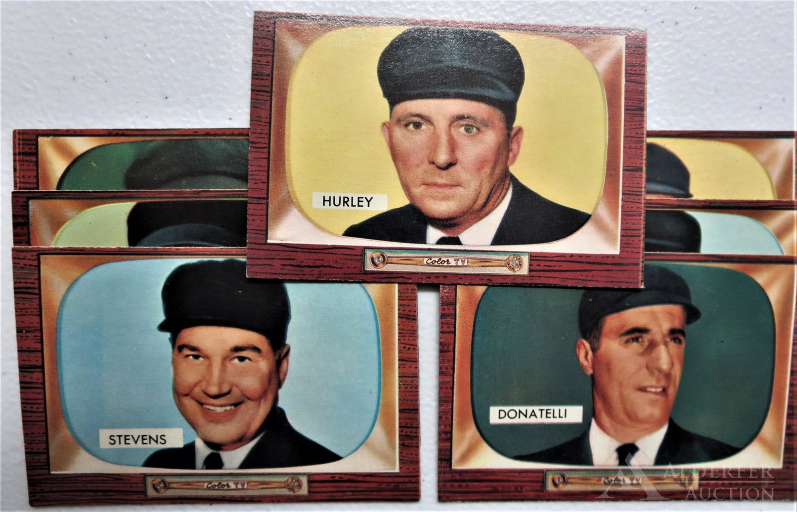 1955 Bowman Umpire Baseball Cards (7): 1955 Bowman Umpire baseball cards (7) Different - #250 Larry Napp, #258 John Stevens, #260 Edwin Hurley, #272 John Flaherty, #291 Frank Dascoli, # 313 A,J. Donatelle (rookie), #317 William Summers (sh