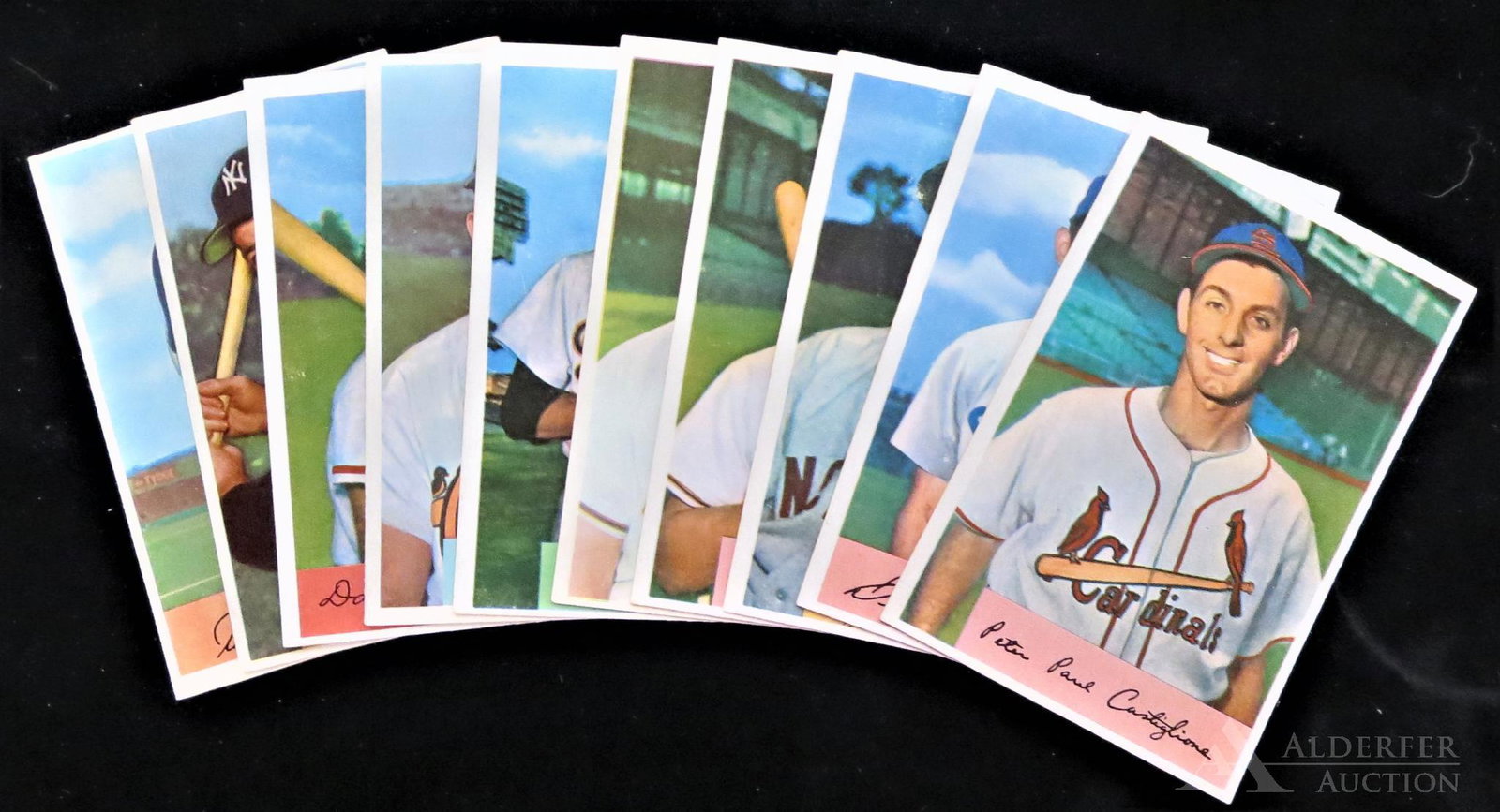 1954 Bowman Baseball Cards (10): 1954 Bowman baseball cards (10) Different - #17 Tom Gorman, #97 Gil McDougald, #163 Dave Philley, #165 Johnny Groth, #167 Billy Hoeft, #169 Larry Jansen, #171 Carlos Bernier, #172 Andy Seminick, #173 