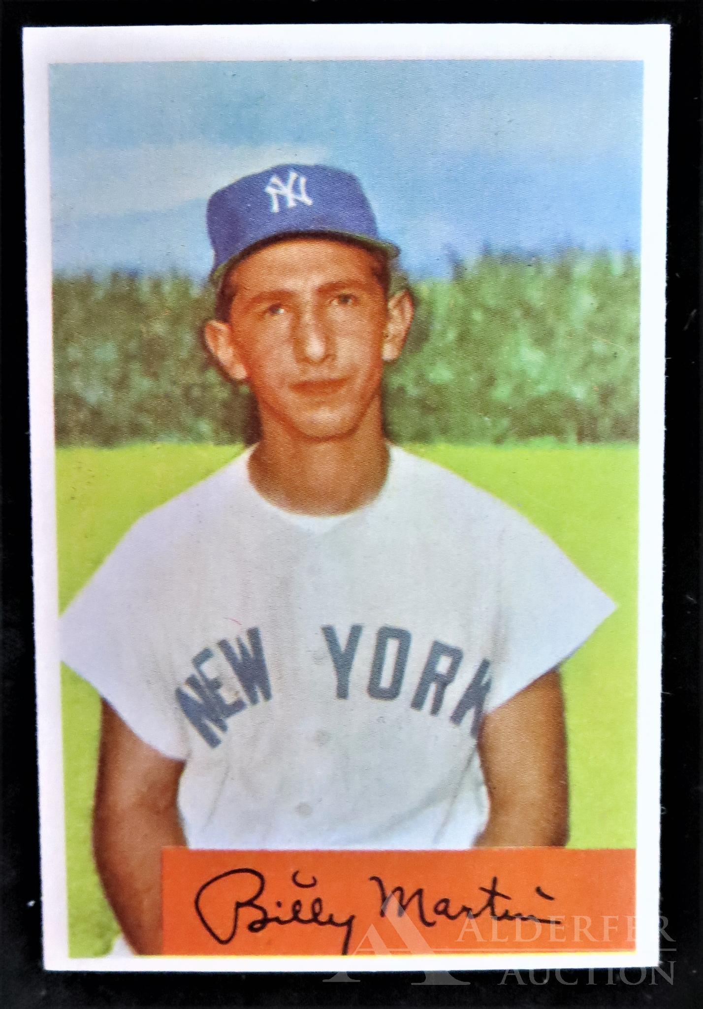 1954 Bowman Billy Martin Baseball Card: New York Yankee second baseman/shortstop & manager Billy Martin 1954 Bowman #145 baseball card (nice corners, very nice centering, wax pack fresh, investment grade)