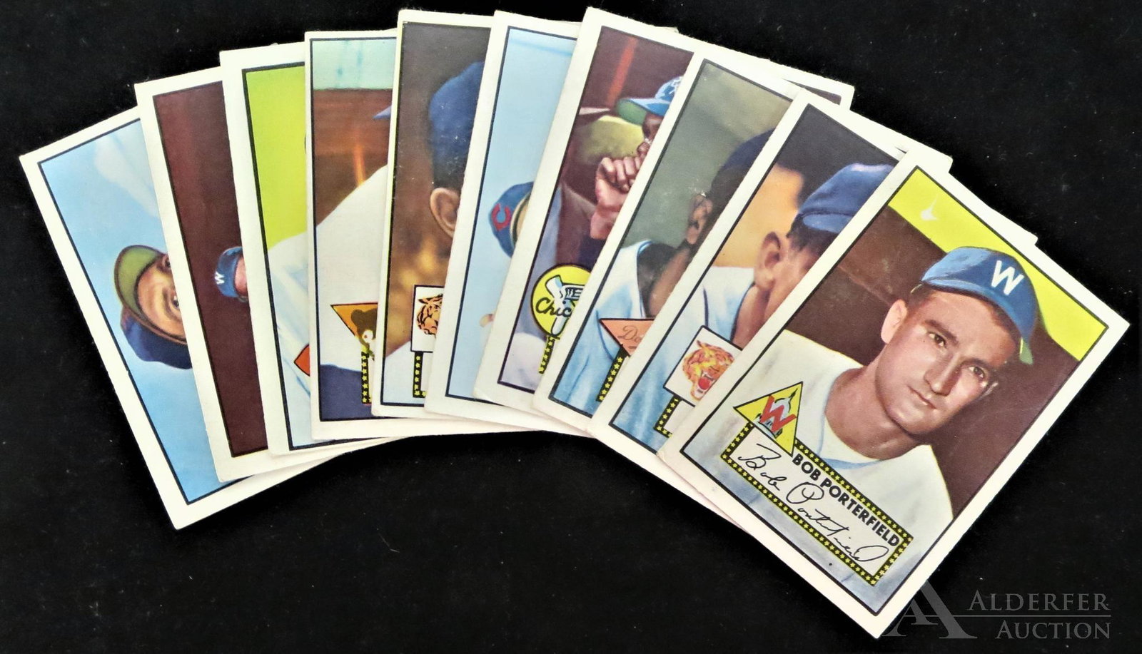 1952 Topps Baseball Cards (10): 1952 Topps baseball cards (10) Different - #25 Johnny Groth, #127 Paul Minner, #179 Frank Smith, #273 Erv Palica, #275 Pat Mullin, #287 Steve Bilco, #291 Gil Coan, #297Andy Seminick, #301 Bob Porterf